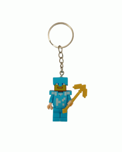 جاسوئیچی مینی فیگور لگو مدل ماین کرافت آبی کلنگ بدست نما روبرو