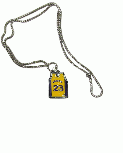 زنجیر و پلاک جرزی زرد لبرون جیمز 23 نما دور